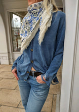 Load image into Gallery viewer, r13 faded boyfriend cardigan with cotton cashmere bandana scarf at west2westport.com