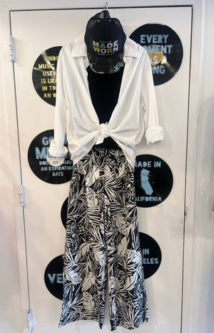 monrow white button down shirt and frame drawstring lounge pants at west2westport.com