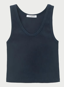 perfect white tee tank in navy at west2westport.com