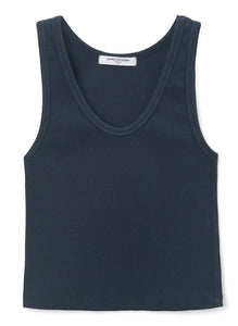perfect white tee tank in navy at west2westport.com