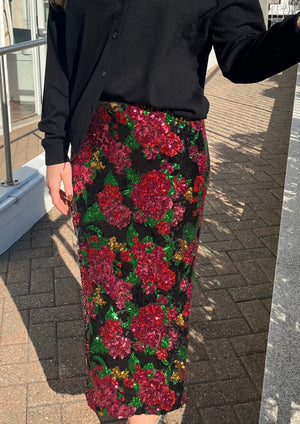 Le Superbe Rose Maxi skirt, available at west2westport.com