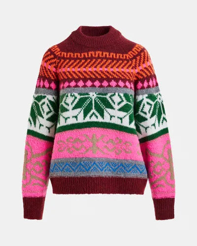Colorful patterned sweater on a white background