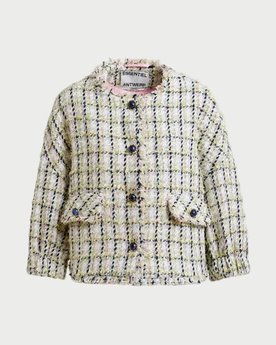 Tweed jacket with buttons on a white background