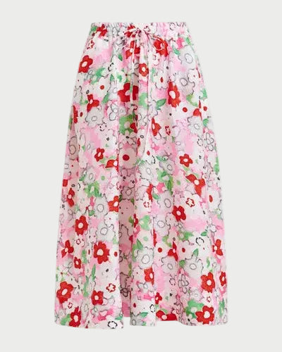 Floral patterned pants on a white background