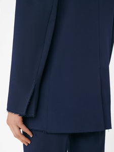 Raw edge blazer, available at west2westport.com