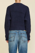 Load image into Gallery viewer, rear view Denimist chunky cotton navy sweater at west2westport.com