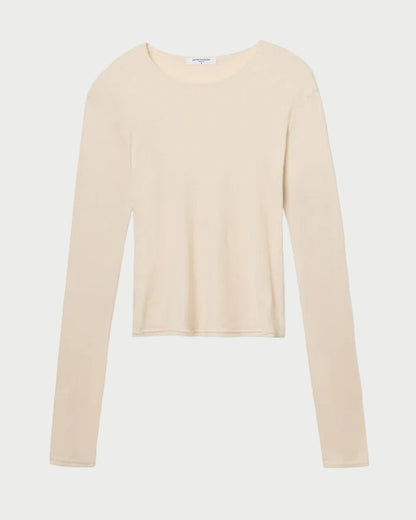 Beige long-sleeve top on a white background