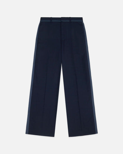 Navy blue pants on a light gray background
