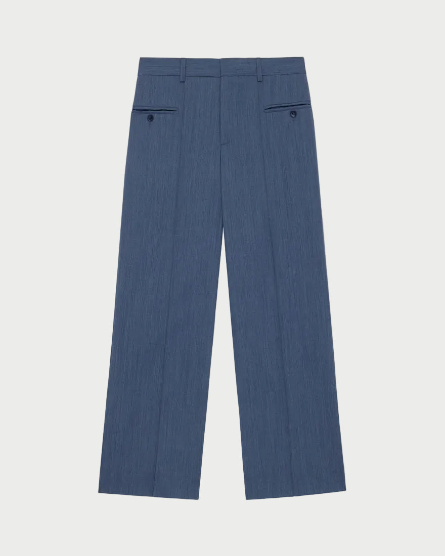 Blue striped pants on a white background