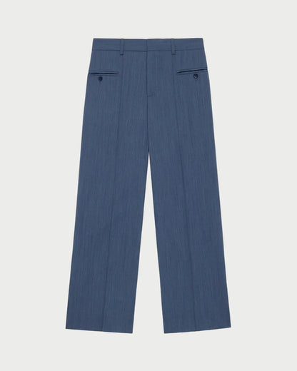 Blue striped pants on a white background