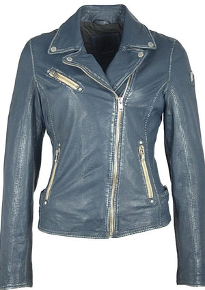 Blue leather jacket, available at west2westport.com