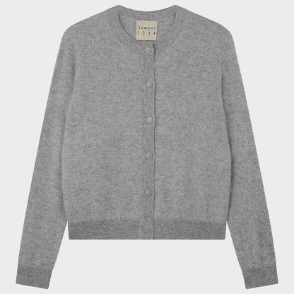 Oversized grey JUMPER1234 Brushed Cardigan with a button-front closure and ribbed cuffs and hem.