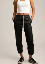 Load image into Gallery viewer, Black Leather drawstring jogger, available at west2westport.com