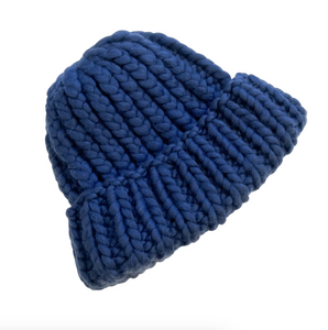 Navy wool beanie, available at west2westport.com