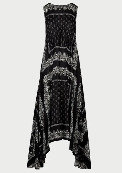 Black patterned dress on a white background