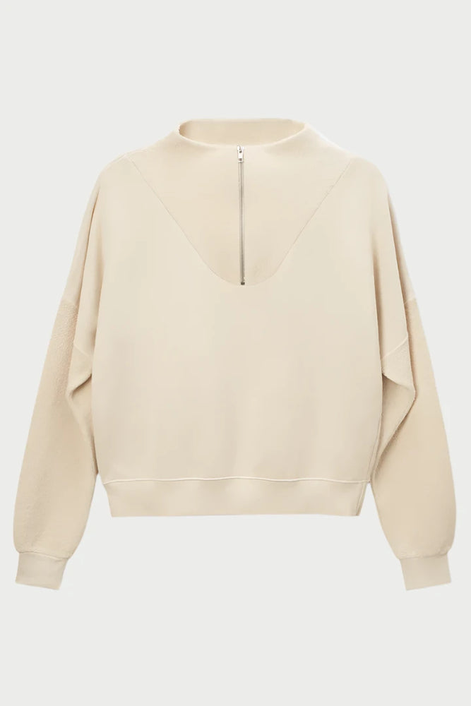 perfect white tee half zip fleece sweatshirt at west2westport.com
