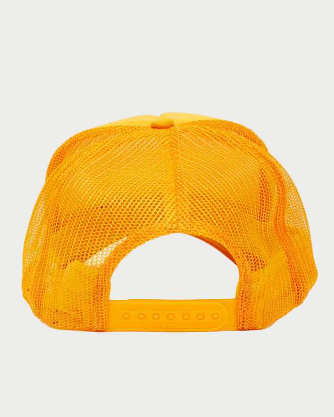 Yellow mesh cap on a white background