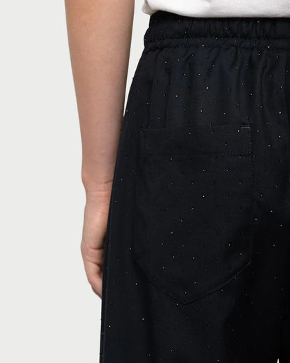 Black Zadig & Voltaire Poma Pants in a straight-leg cut with a comfortable elastic waist, a subtle all-over stud pattern, and a back pocket.