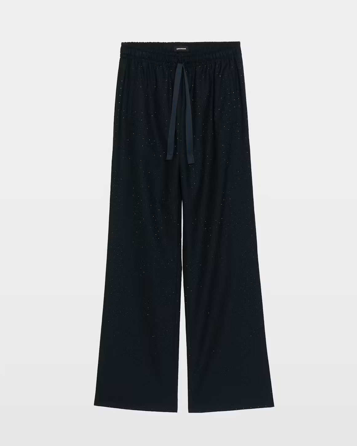 Black wide-leg Zadig & Voltaire Poma Pants with an elastic drawstring waist and subtle all-over rhinestone embellishment.