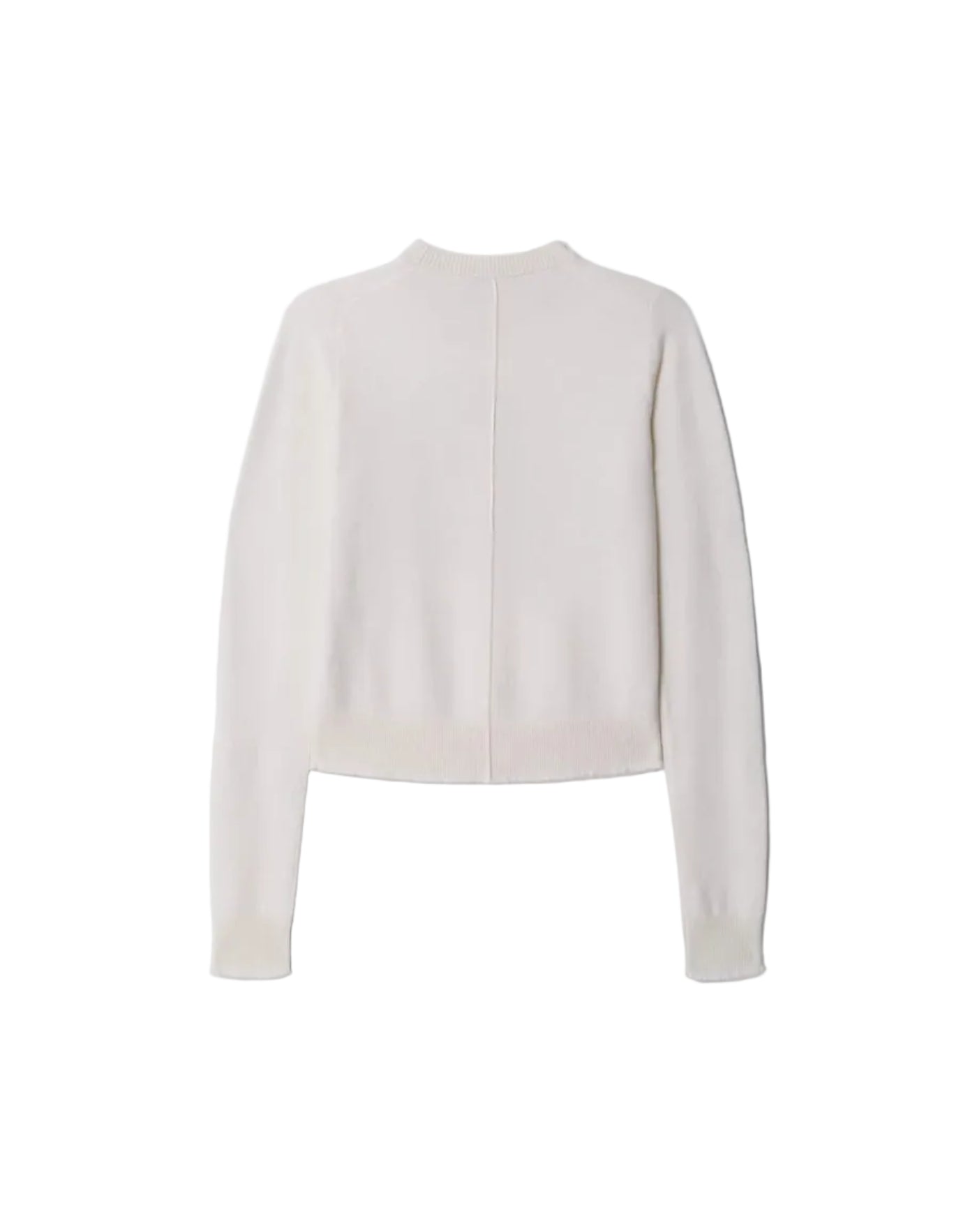The RE/DONE Re/Done Mickey Mouse Classic Crewneck Sweatshirt, vintage-inspired with a boxy fit, is shown from the back in off-white. It features ribbed cuffs, hem, and neckline, with a subtle center seam running down the back.