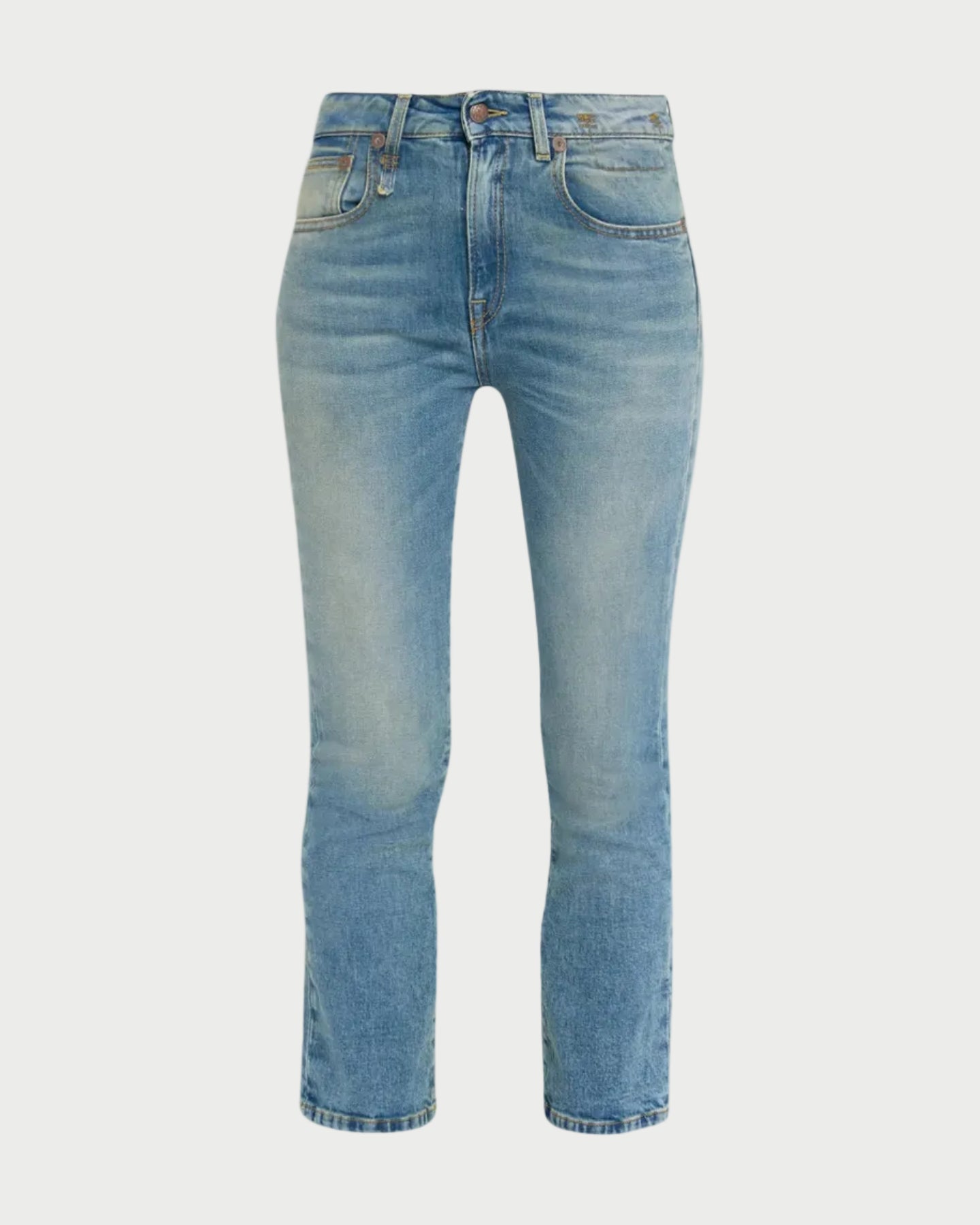 Light blue jeans on a white background