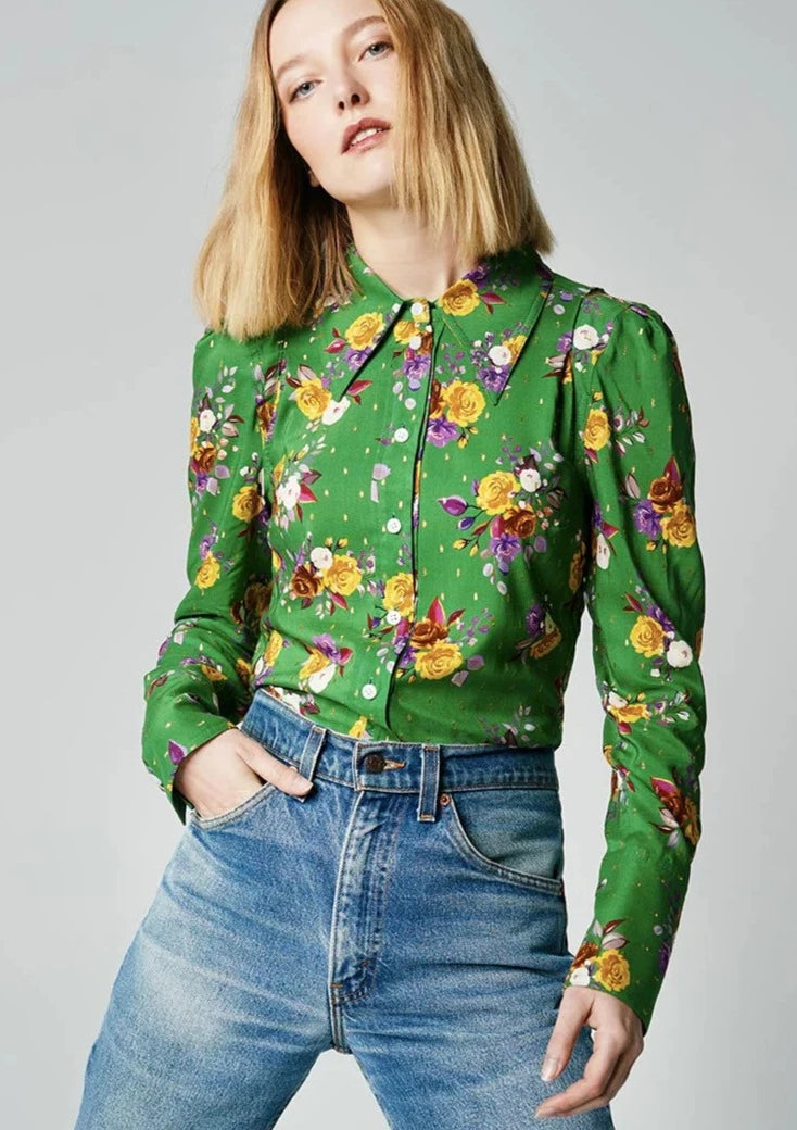 SMYTHE Kelly Green Floral shirt, available at west2westport.com