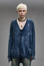 Load image into Gallery viewer, r13 faded indigo distressed cardigan at west2westport.com