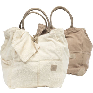 reversible tote bag ivory and taupe at west2westport.com
