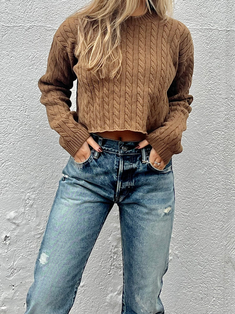 cotton cable knit sweater and r13 jeans at west2westport.com
