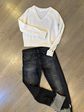 Load image into Gallery viewer, one grey day cashmere v neck sweater and r13 tobi jeans at west2westport.com