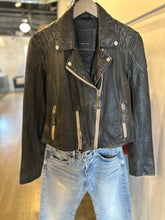 Load image into Gallery viewer, vintage black leather moto jacket with Moussy Bostonia jeans at west2westport.com