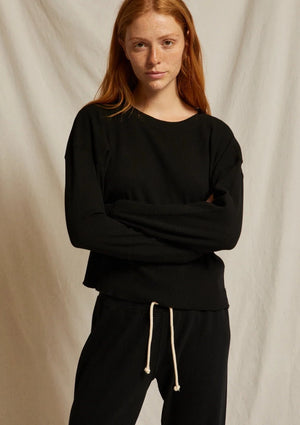 Perfect white tee ribbed cotton long sleeve, available at west2westport.com