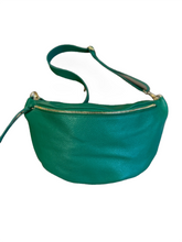 Load image into Gallery viewer, cool green leather crossbody fanny pack at west2westport.com