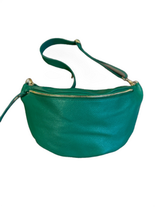 cool green leather crossbody fanny pack at west2westport.com