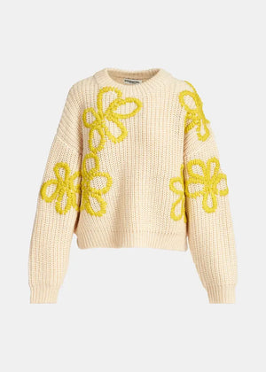embroidered chunky sweater by essentiel antwerp at westport ct chic boutique WEST and online at west2westport.com