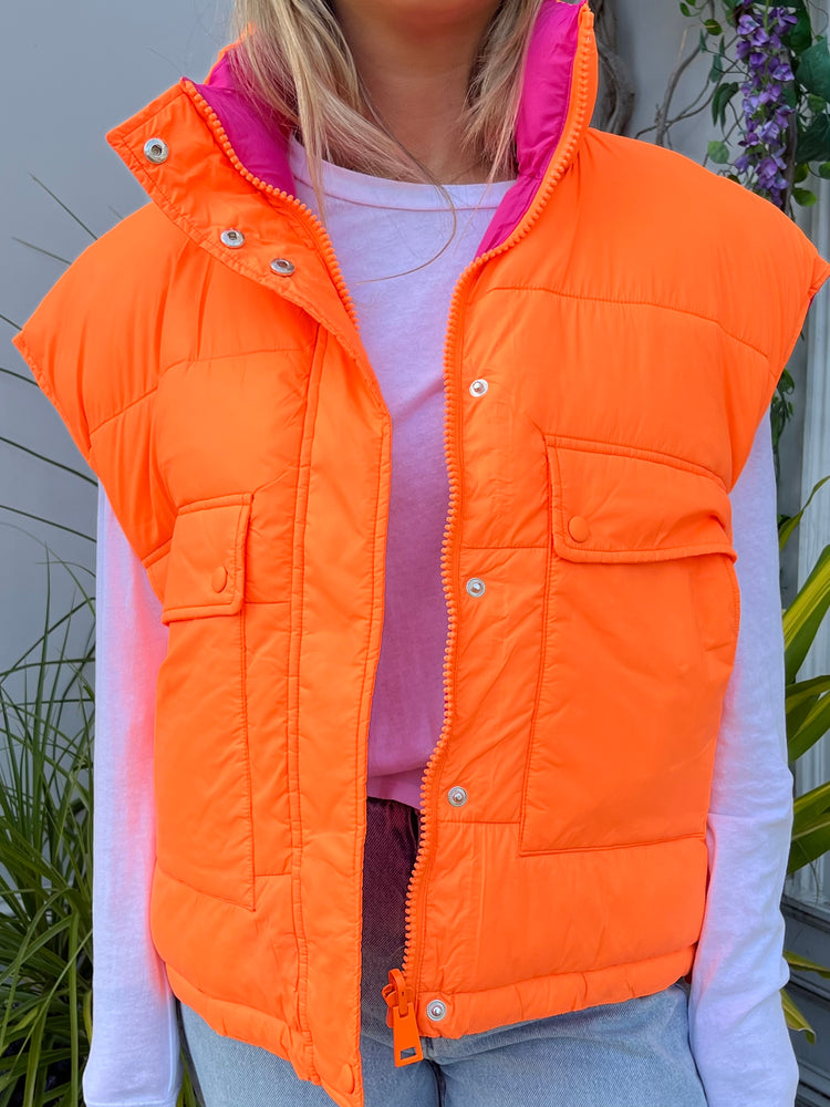 
            
                Load image into Gallery viewer, you will definitely be seen in this bright colored puffer vest at west2westport.com
            
        