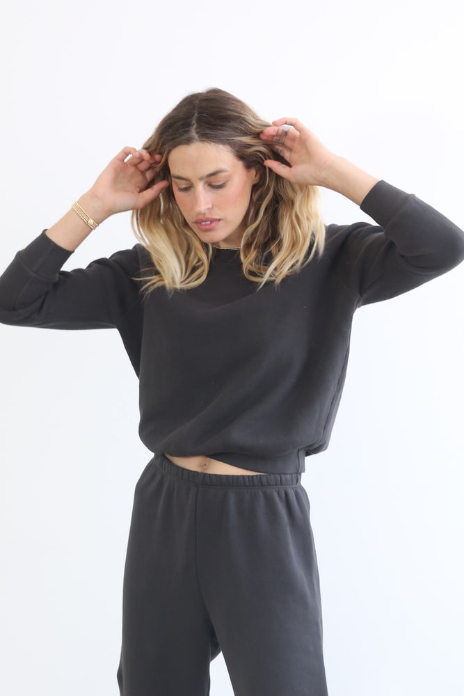 cropped fleece sweatshirt at west2westport.com