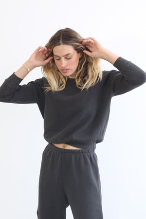 cropped fleece sweatshirt at west2westport.com