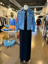 Load image into Gallery viewer, frame denim jacket over birgitte herskind dress with dylan james jewelry at westport women&#39;s clothing store WEST