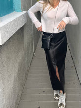 Load image into Gallery viewer, frame long black leather skirt at west2westport.com