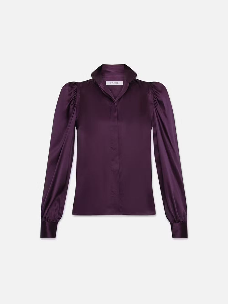 high neck collar silk shirt by Frame at west2westport.com