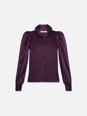 high neck collar silk shirt by Frame at west2westport.com
