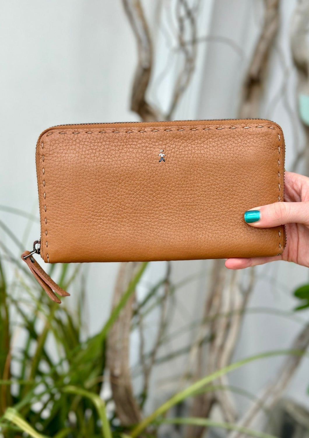 calfskin zippered walled in cognac at westport ct women's boutique WEST and online at west2westport.com