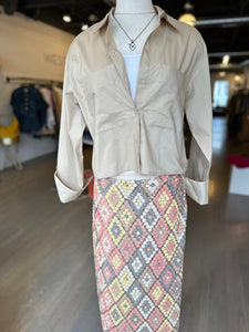 herskind samuel blouse in sand and le superbe sparkly skirt at west2westport.com