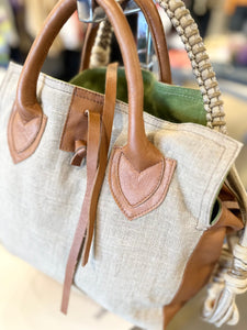 Linen/Leather Midsize Bag