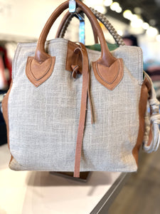 Linen/Leather Midsize Bag