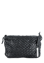 Load image into Gallery viewer, 101 Me Me woven crossbody bag in dip dyed black leather at west2westport.com