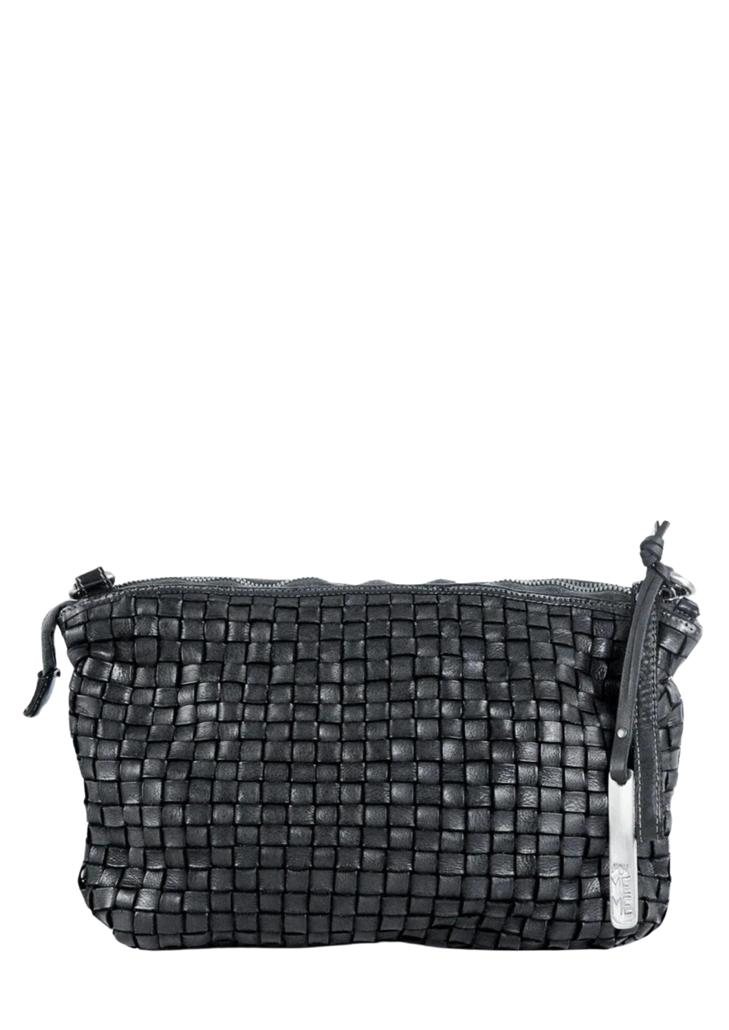 101 Me Me woven crossbody bag in dip dyed black leather at west2westport.com