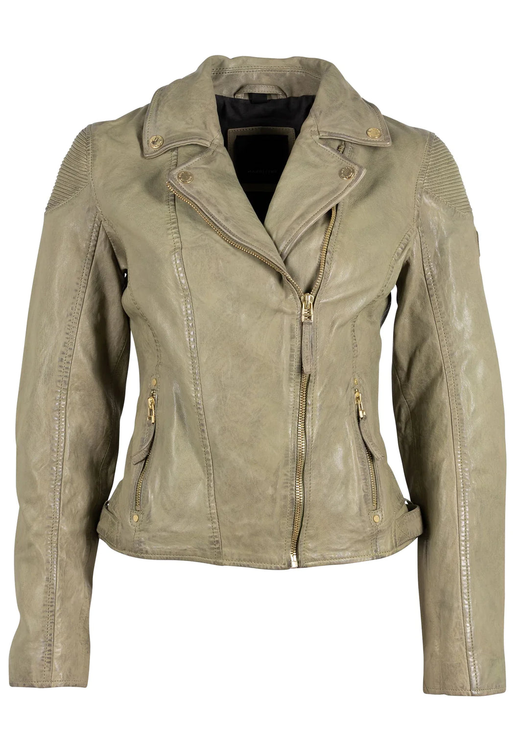 mauritius leather jacket in sage at west2westport.com