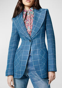 Smythe Blue Plaid Blazer, available at west2westport.com